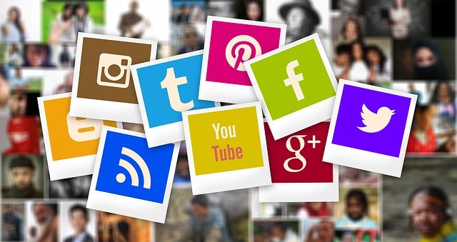 An image showing social media icons as polaroid photos, symbolizing reasons to perform a social media audit